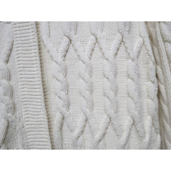 Tommy Hilfiger Size Medium Cream Cable Knit Snap Up Cardigan w/ Collar - Picture 2 of 10